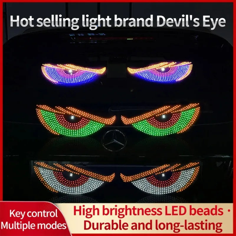 USB Dynamic LED Eye Display Pixel Panel | Car Truck Demon Eyes Windshield Decoration L close-up view