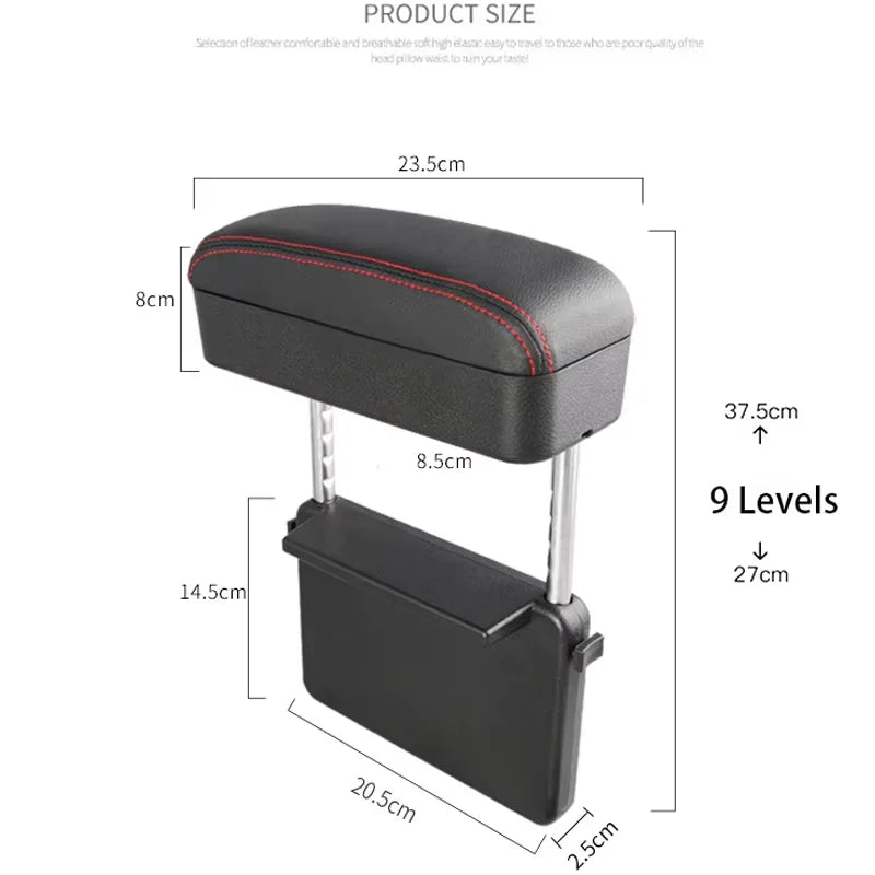 Car Seat Armrest Box Multi-Functional Storage Box, Central Control Lifting Armrest Box close-up view