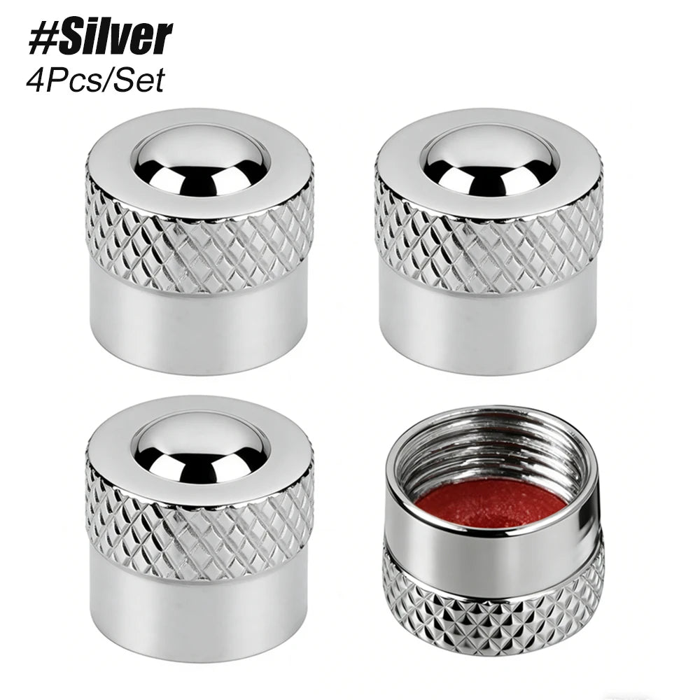 4PCS Tire Valve Stem Caps with O Rubber Ring | Universal Corrosion Resistant Stem Covers detail view
