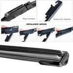 Universal Car Wiper Blades | Soft Dual Rubber Frameless Windshield Wipers additional angle