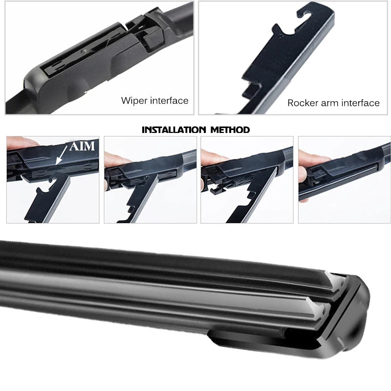 Universal Car Wiper Blades | Soft Dual Rubber Frameless Windshield Wipers additional angle