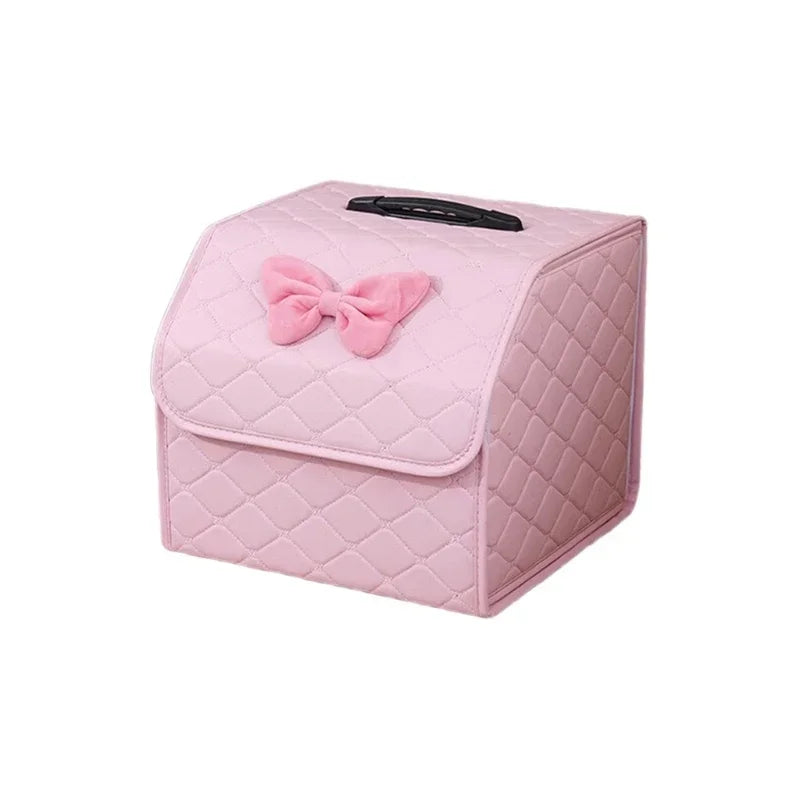 Foldable Car Trunk Organizer | Leather Cargo Storage Box with 8 Style Options close-up view