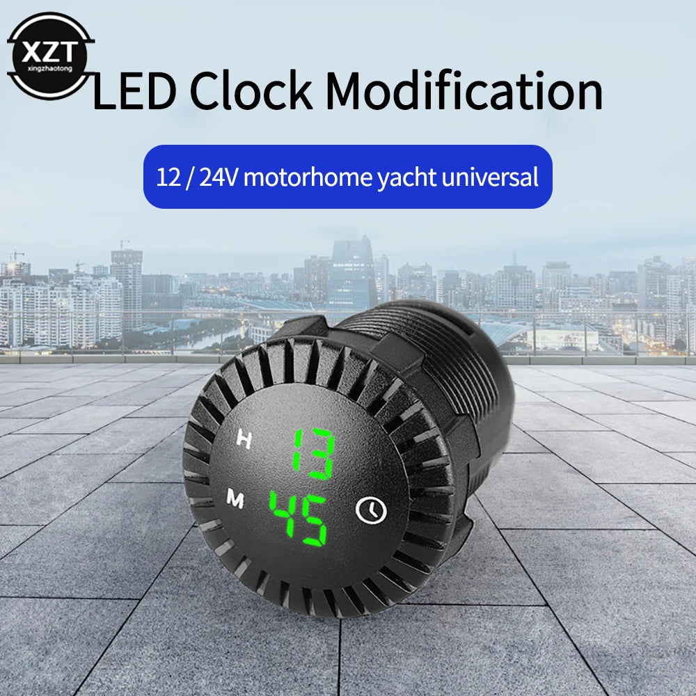 Car Panel Electronic Clock 12V/24V | Touch Digital Clock with LED Display for Automotive Marine and