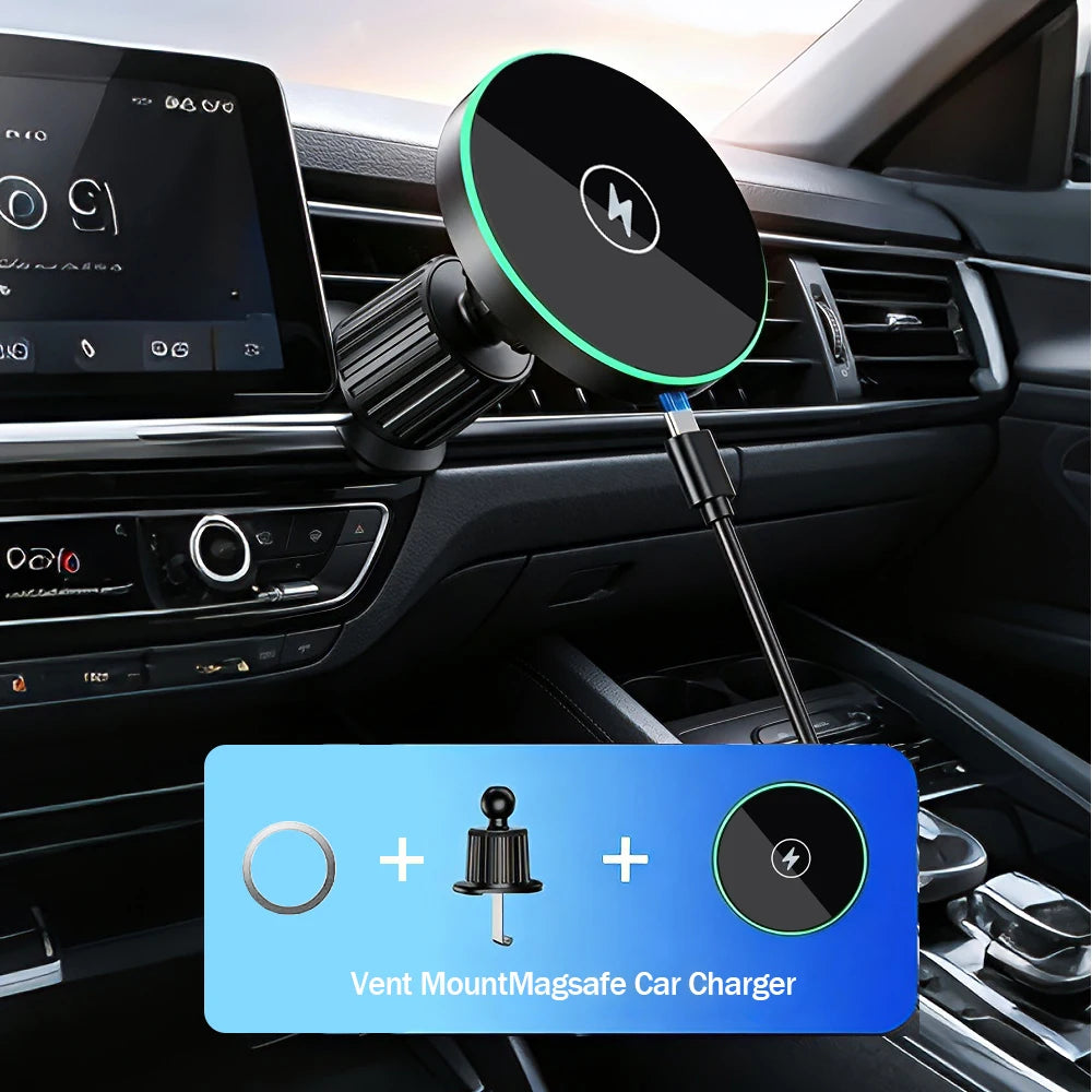 Magnetic Wireless Car Charger LED Phone Mount