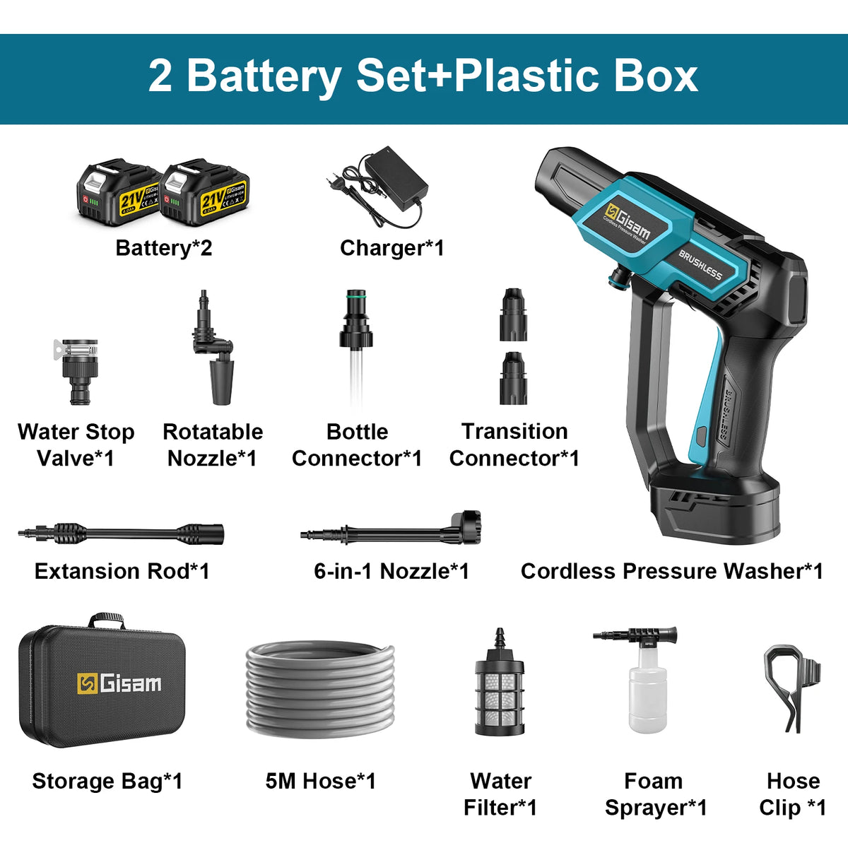 Gisam 220Bar Brushless Electric High Pressure Car Washer Gun Water Spray Gun Household Garden Tools For Makita 18v Battery Pin