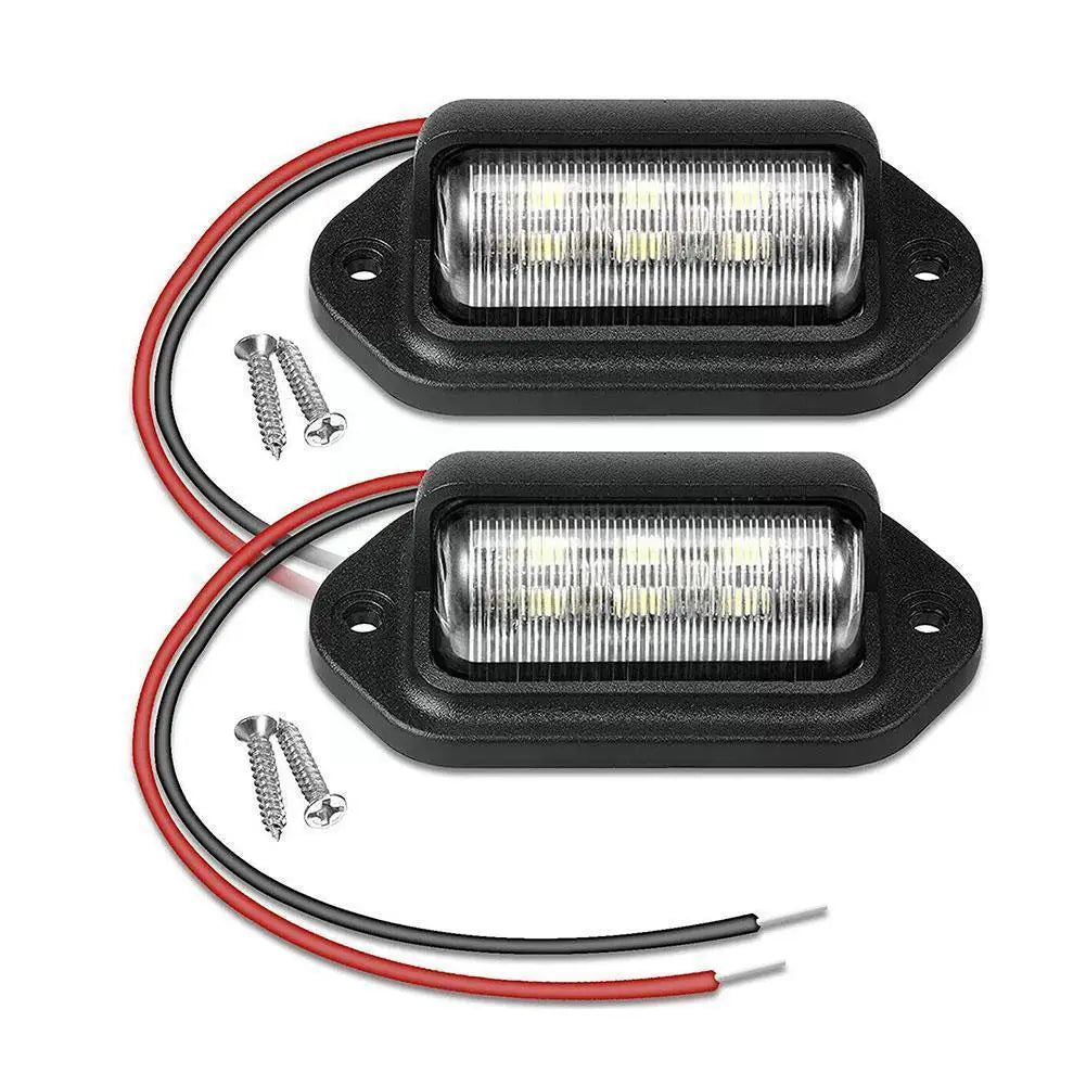 2PCS 6 LED Car License Number Plate Light For SUV Truck Trailer Van Tag Step Lamp White Bulbs Car Pr