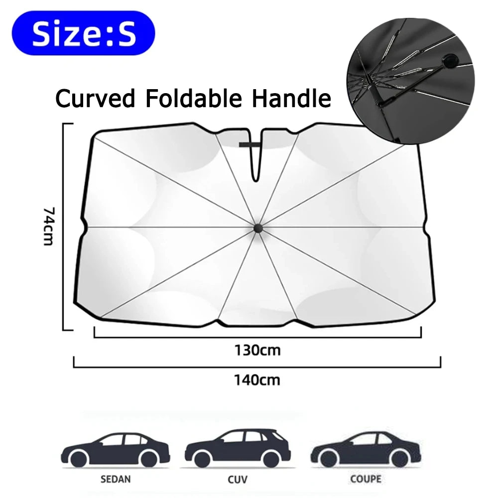 Foldable Car Sunshade Umbrella | Windshield Sun Protector for Heat & UV Block detail view