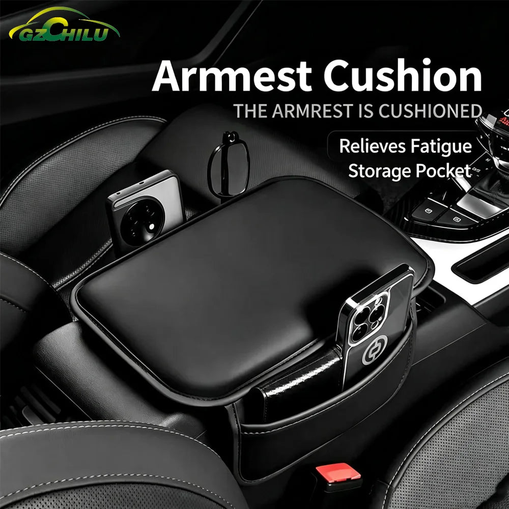 Car Arm Rest Cushion Center Console Protection Cover Auto Armrest Box Pad with Storage Pocket Car Interior Accessories