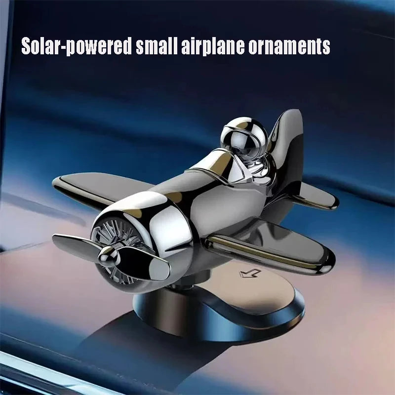 Solar Powered Rotating Airplane Car Dashboard Ornament 360°