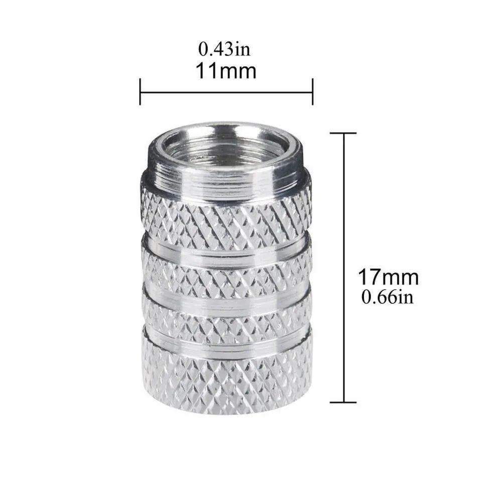 DSYCAR 4Pcs Silver Aluminum Knurling Tire Valve Stem Caps | US Schrader Compatible alternate view
