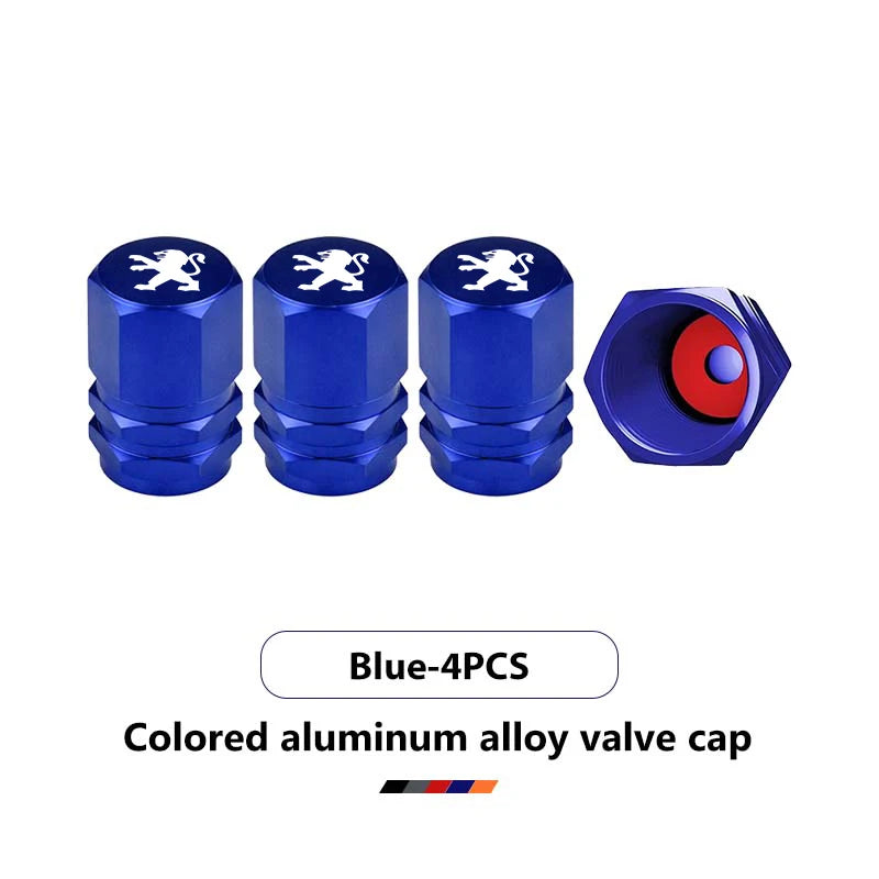 4PCS Car Wheel Tire Valve Stem Caps | Aluminum Alloy Dust Caps for Peugeot Models lifestyle view