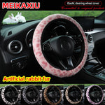 Leopard Print Steering Wheel Cover Winter Soft Comfortable Rimless Car Accessory for alternate view