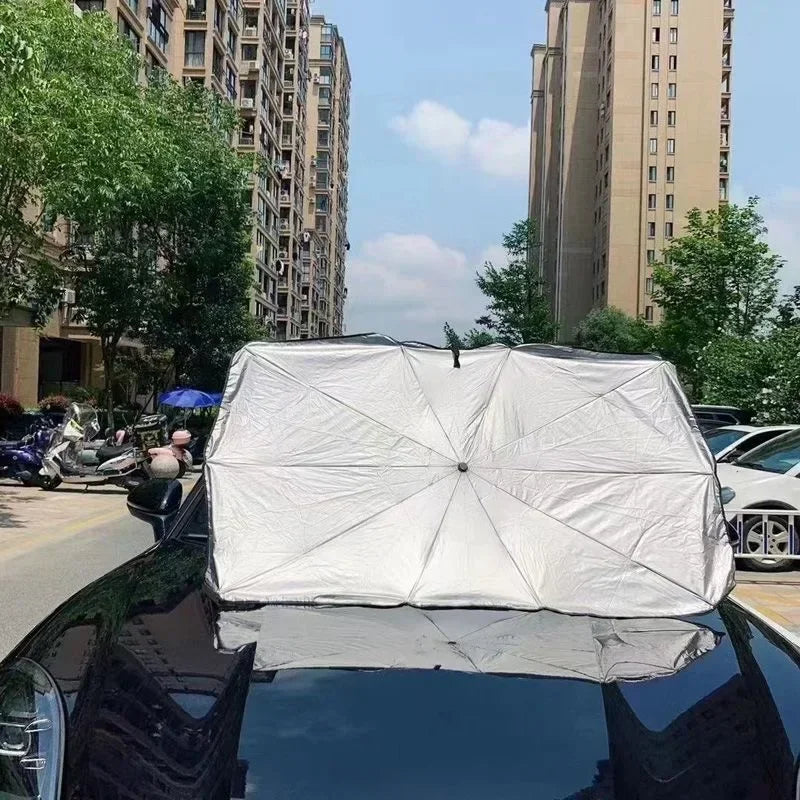 Foldable Car Windshield Sunshade Umbrella, Silver