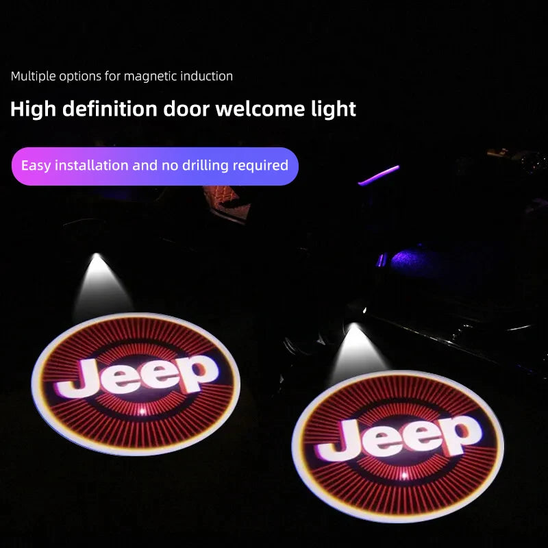 Jeep LED Car Door Logo Welcome Light Projector | HD Ghost Light for Renegade Compass G close-up view