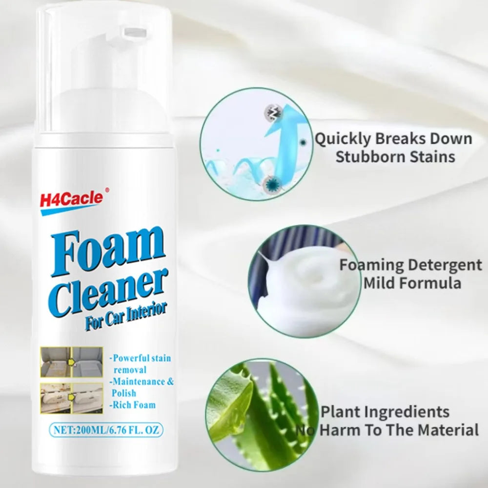 H4Cacle1pc 100ml/200ml  Foam Cleaner - Heavy-Duty Degreaser for Car Interiors, Home Kitchen, Upholstery & Household Surfaces
