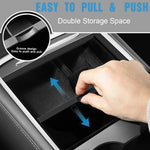 Car Storage Box for Tesla Model 3/Y Highland | Center Console Hidden Organizer close-up view