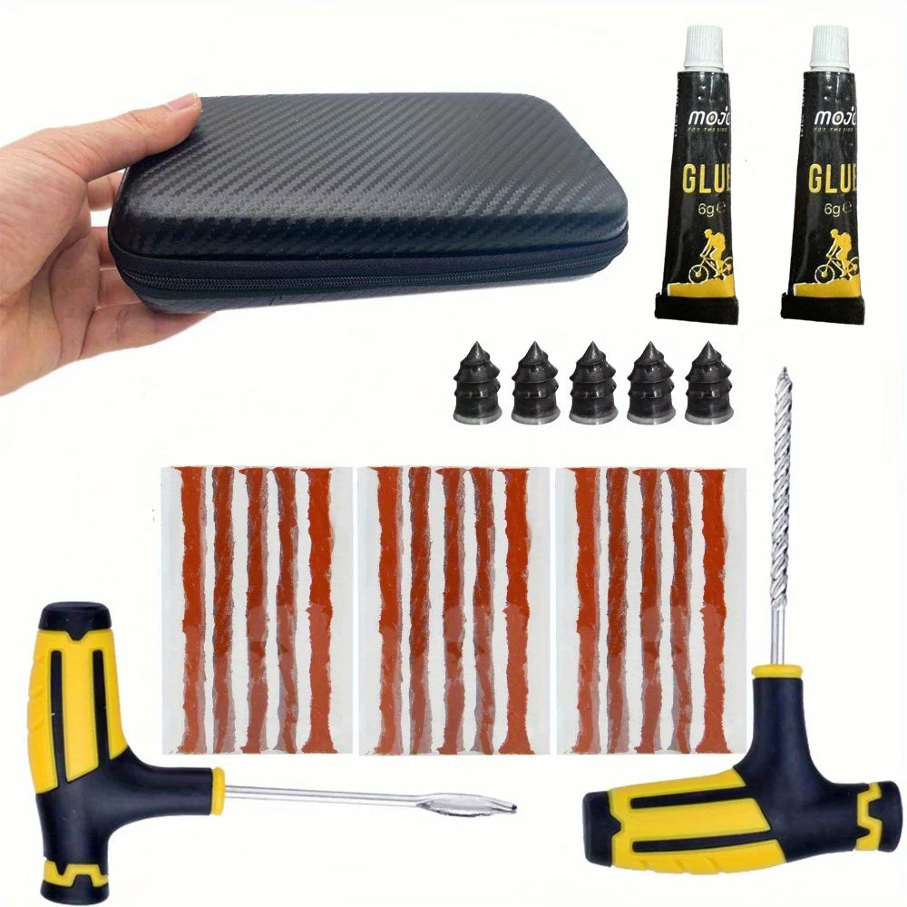 Emergency Tire Repair Kit - Heavy-Duty Glue & Rubber Strips for Flat Puncture Fix on alternate view