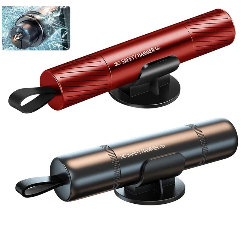 2 In 1 Car Safety Hammer | Emergency Glass Breaker and Seatbelt Cutter