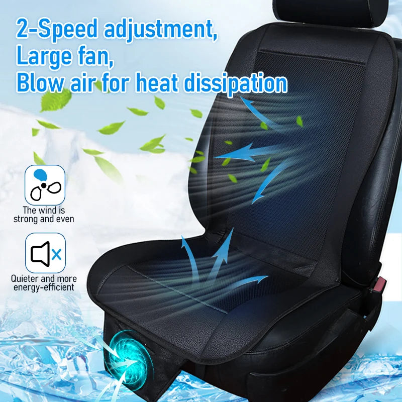 DC 12V 3D Spacer Car Summer Cool Air Seat Cushion With 8Fan Fast Blowing Ventilation Seat Cooling Pa