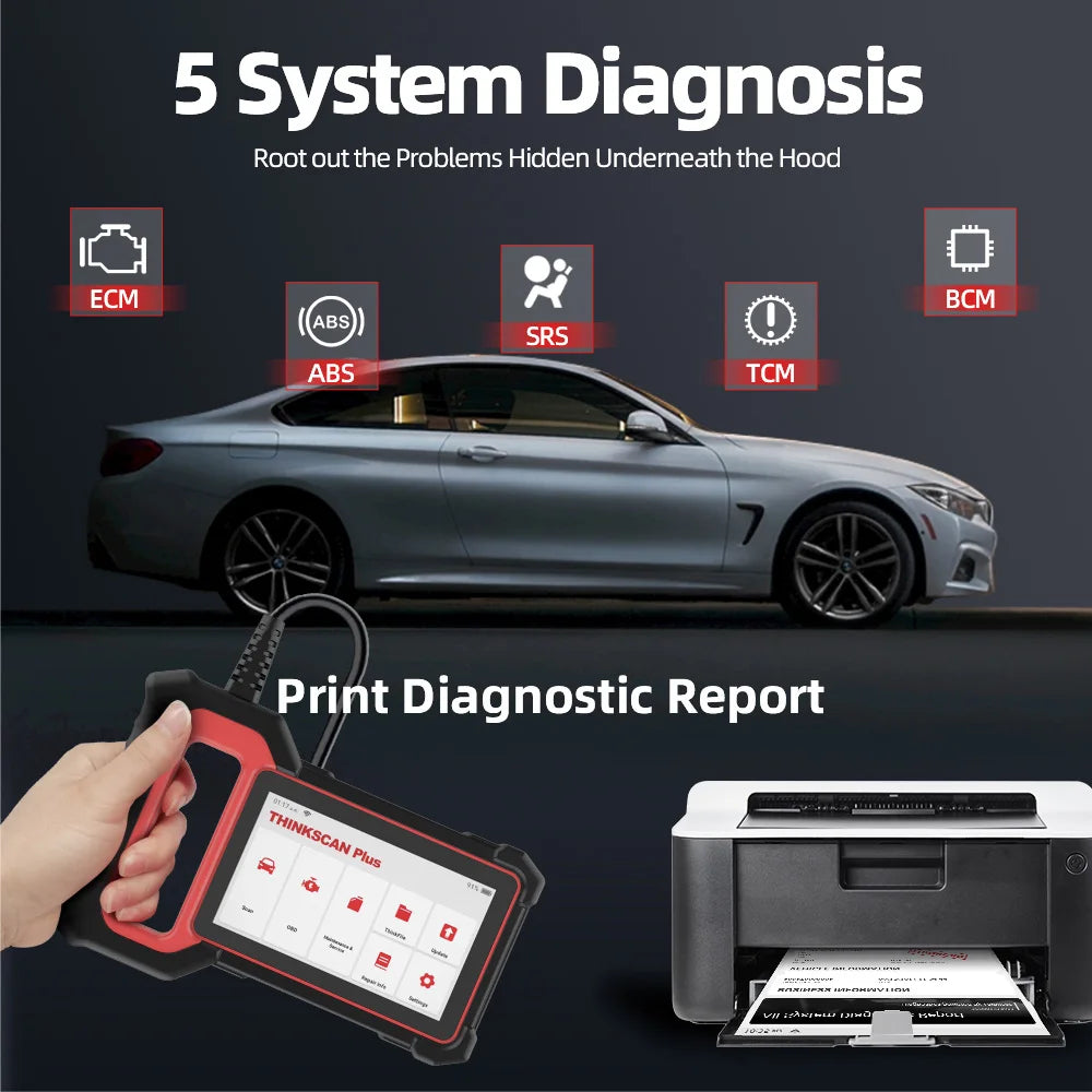 THINKCAR ThinkScan Plus S6 Car Diagnostic Tool 4 Systems 5 Resets Oil SAS Life Free Diagnose Auto VIN Code Reader OBD2 Scanner
