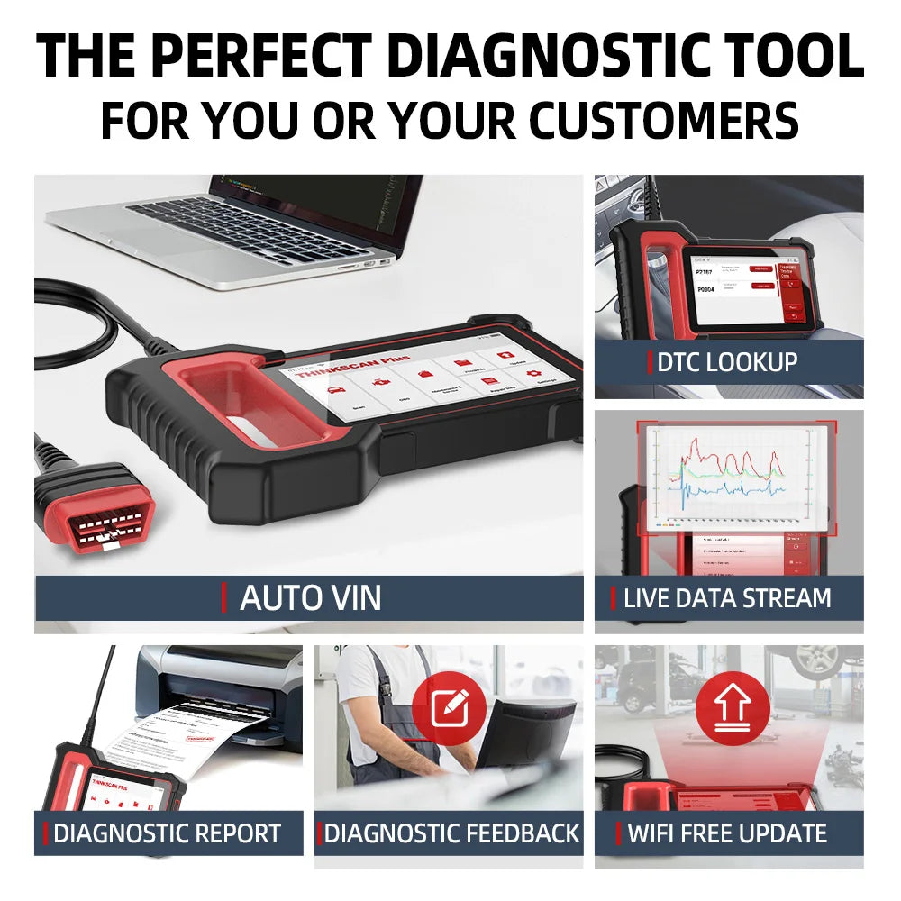THINKCAR ThinkScan Plus S6 Car Diagnostic Tool 4 Systems 5 Resets Oil SAS Life Free Diagnose Auto VIN Code Reader OBD2 Scanner